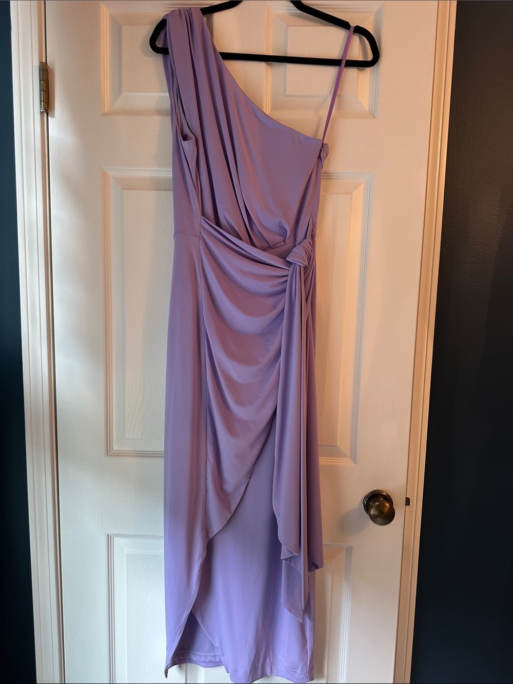 Boston Proper Lavender One-Shoulder Draped Gown
